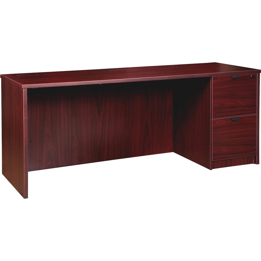 Lorell Prominence 2.0 Right-Pedestal Credenza - 72'' x 24''29'' , 1'' Top - 2 x File Drawer(s) - Single Pedestal on Right Side - Band Edge - Material: Particleboard - Finish: Thermofused Melamine (TFM)