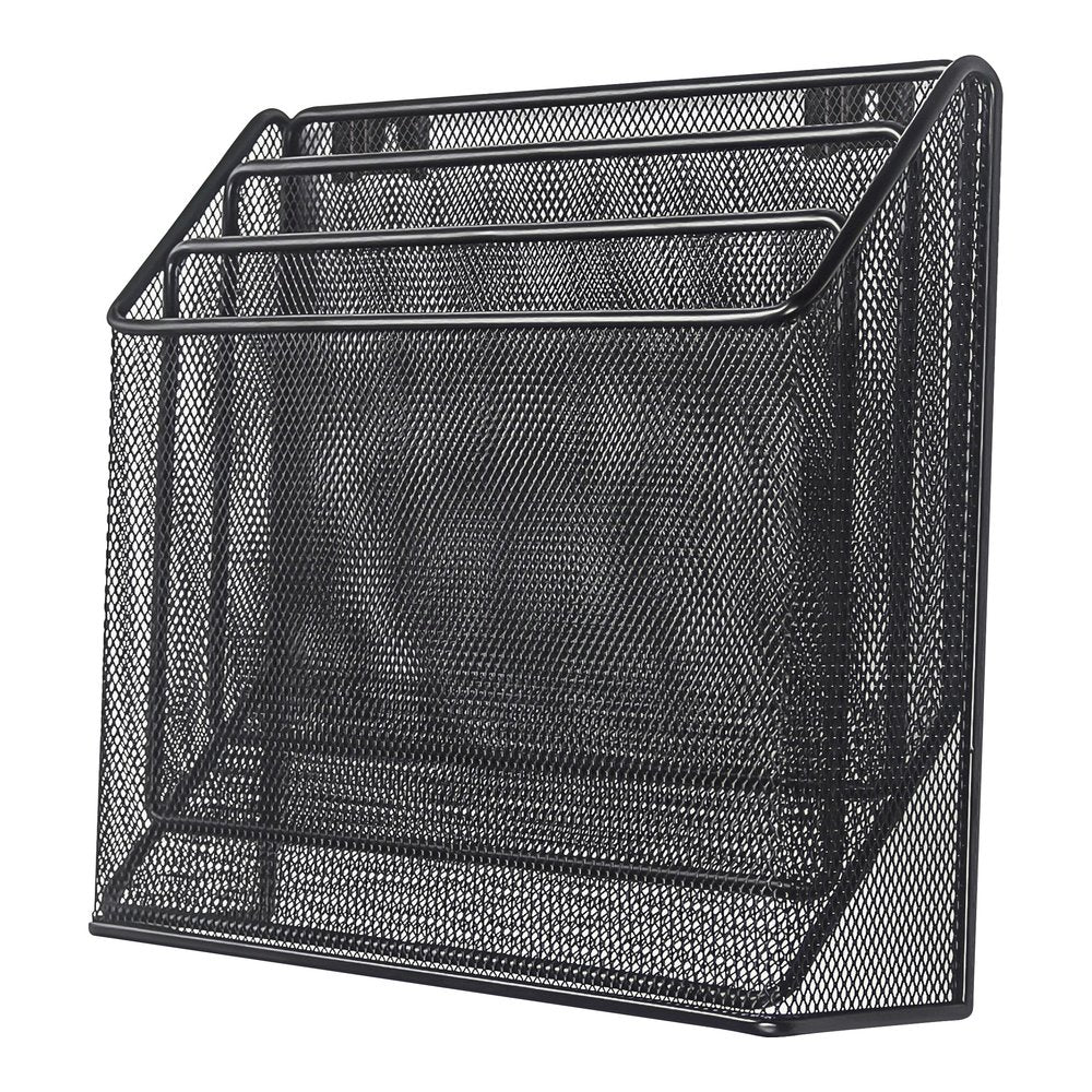 Lorell Mesh Desktop Organizer - 3 Tier(s) - 11.42'' Height x 3.54'' Width x 12.72'' Length - Desktop - Durable - Black - Metal - 1 Each