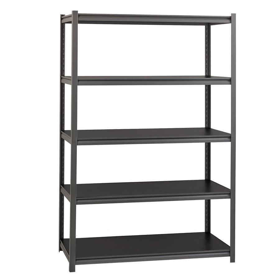 Lorell Iron Horse 3200 lb Capacity Riveted Shelving - 5 Shelf(ves) - 72'' Height x 48'' Width x 18'' Depth - 30% Recycled - Black - Steel, Laminate - 1 Each