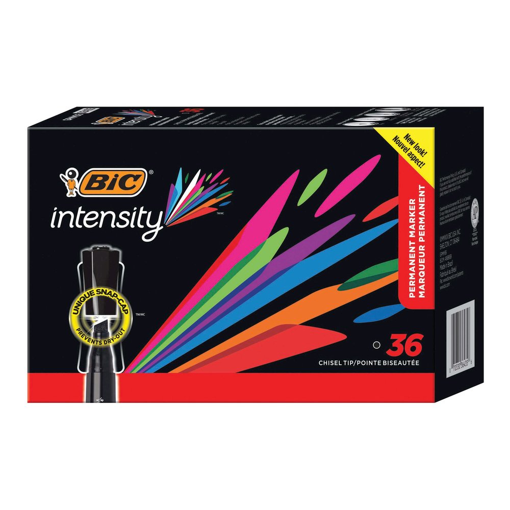 BIC Intensity Permanent Markers - Black Ink - 36 / Pack