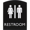 Lorell Arched Unisex Restroom Sign - 6.8'' Width x 8.5'' Height - Rectangular Shape - Surface-mountable - Easy Readability, Braille - Plastic - Black - 1 Each