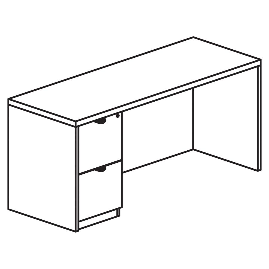 Lorell Prominence 2.0 Left-Pedestal Credenza - 72'' x 24''29'' , 1'' Top, 0.1'' Edge - 2 x File Drawer(s) - Single Pedestal on Left Side - Band Edge - Material: Particleboard - Finish: Thermofused Melamine