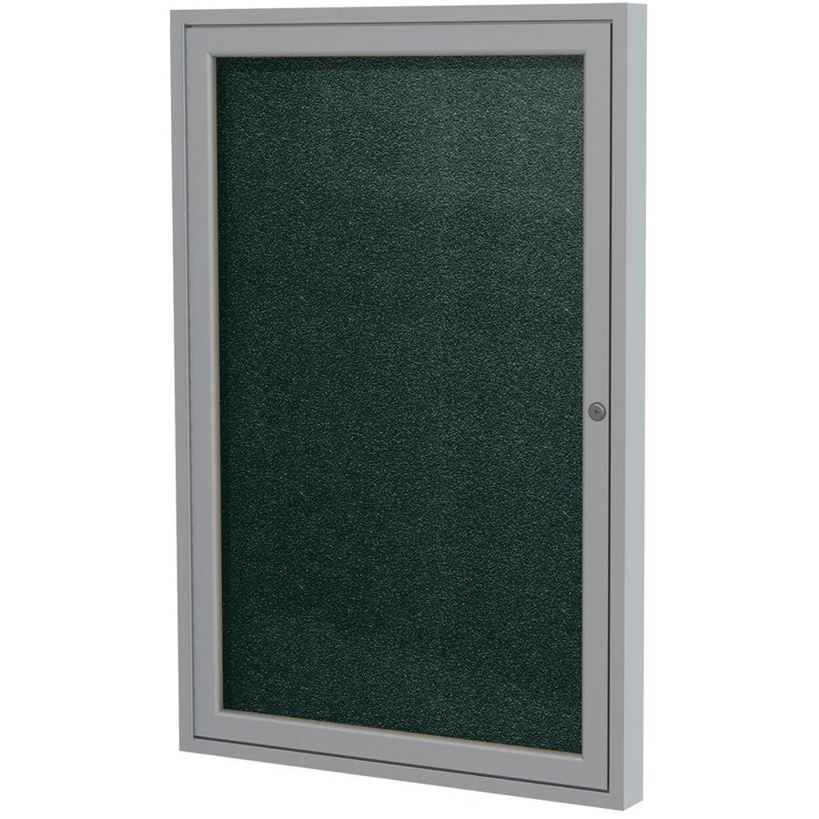 1 Door Enclosed Vinyl Bulletin Board with Satin Frame, 36''H x 30''W, Ebony - Ghent