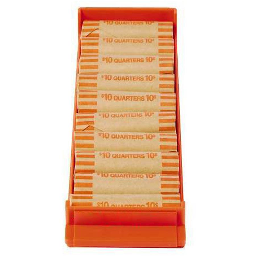 ControlTek Coin Trays for Quarters - Stackable - 10 Coin Compartment(s) - Orange - Plastic - 4 / Pack - CONTROLTEK