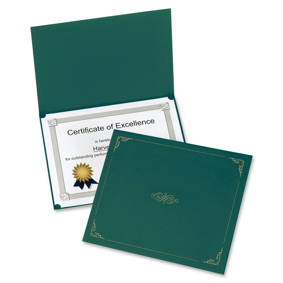 Oxford Letter Certificate Holder - 8 1/2'' x 11'' - Linen - Hunter Green - 5 / Pack