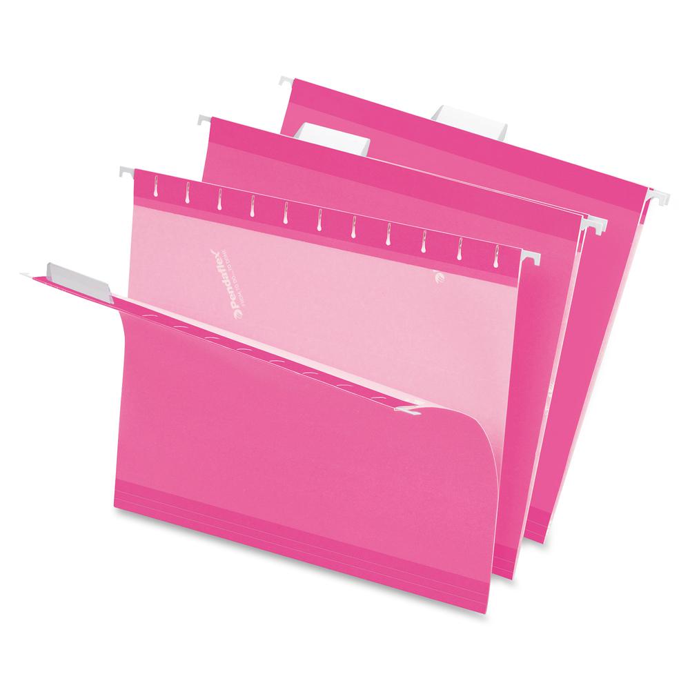 Pendaflex 1/5 Tab Cut Letter Recycled Hanging Folder - 8 1/2'' x 11'' - Pink - 10% Recycled - 25 / Box
