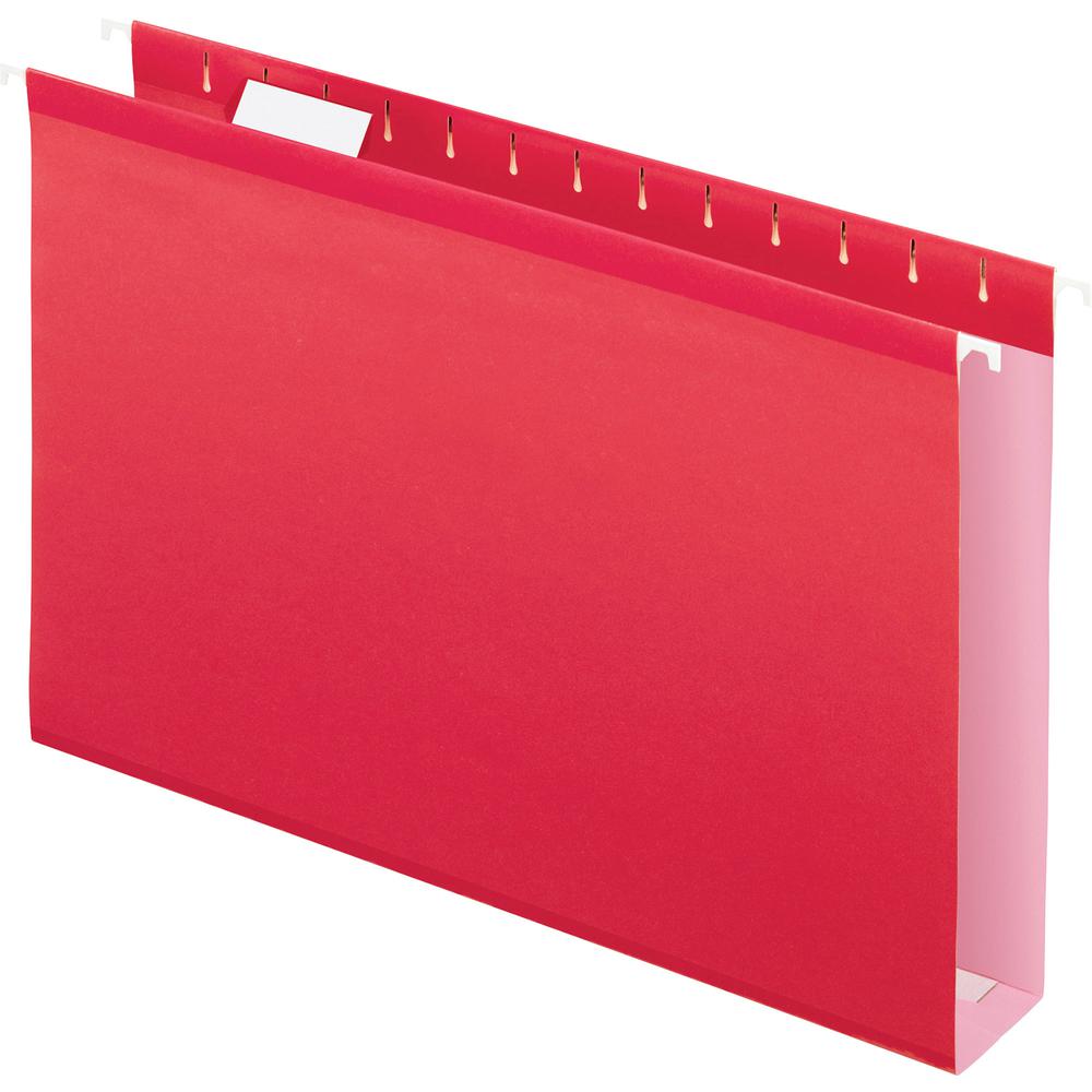 Pendaflex 1/5 Tab Cut Legal Recycled Hanging Folder - 8 1/2'' x 14'' - 2'' Expansion - Pressboard, Poly - Red - 10% Recycled - 25 / Box