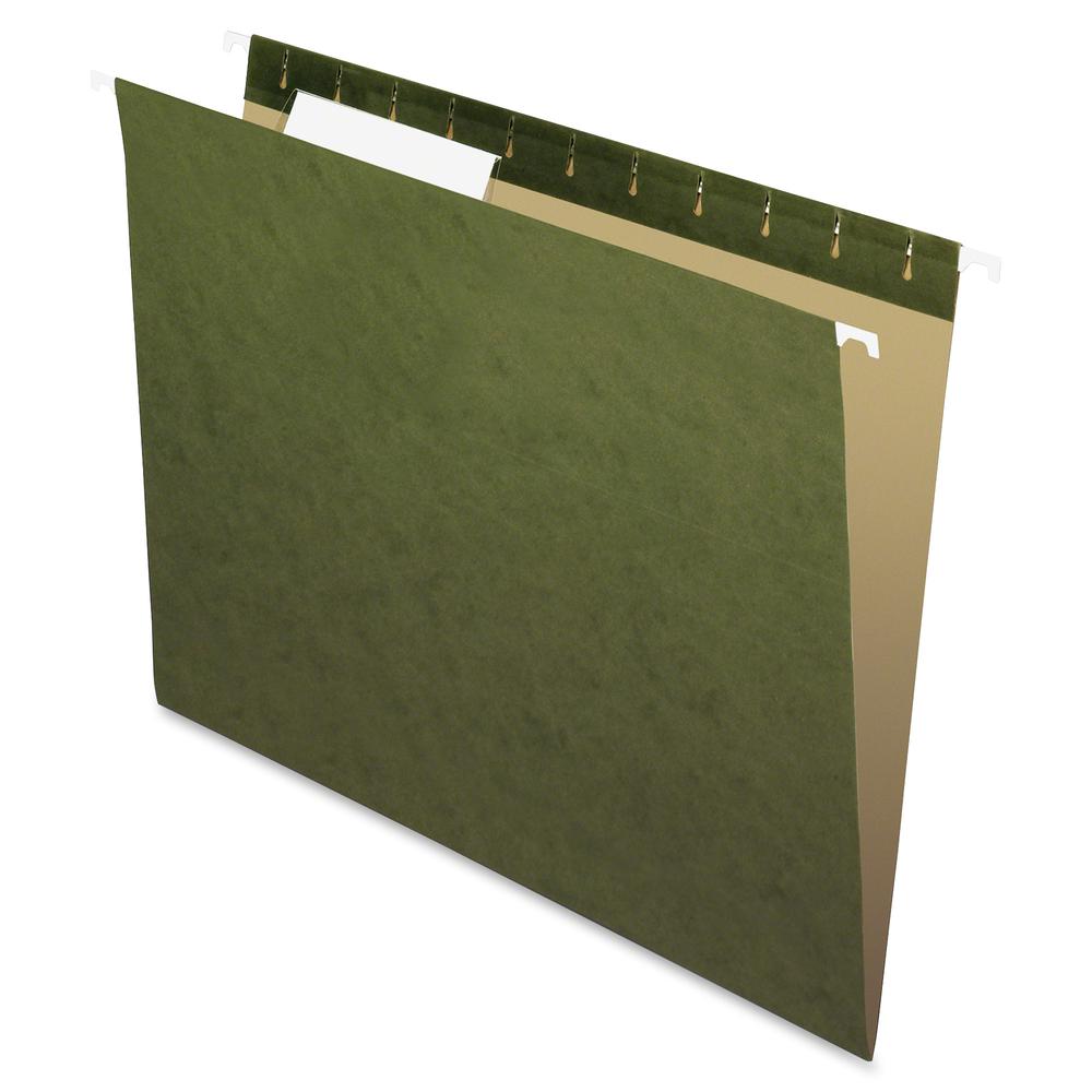 Pendaflex Essentials 1/3 Tab Cut Letter Recycled Hanging Folder - 8 1/2'' x 11'' - Standard Green - 100% Recycled - 25 / Box