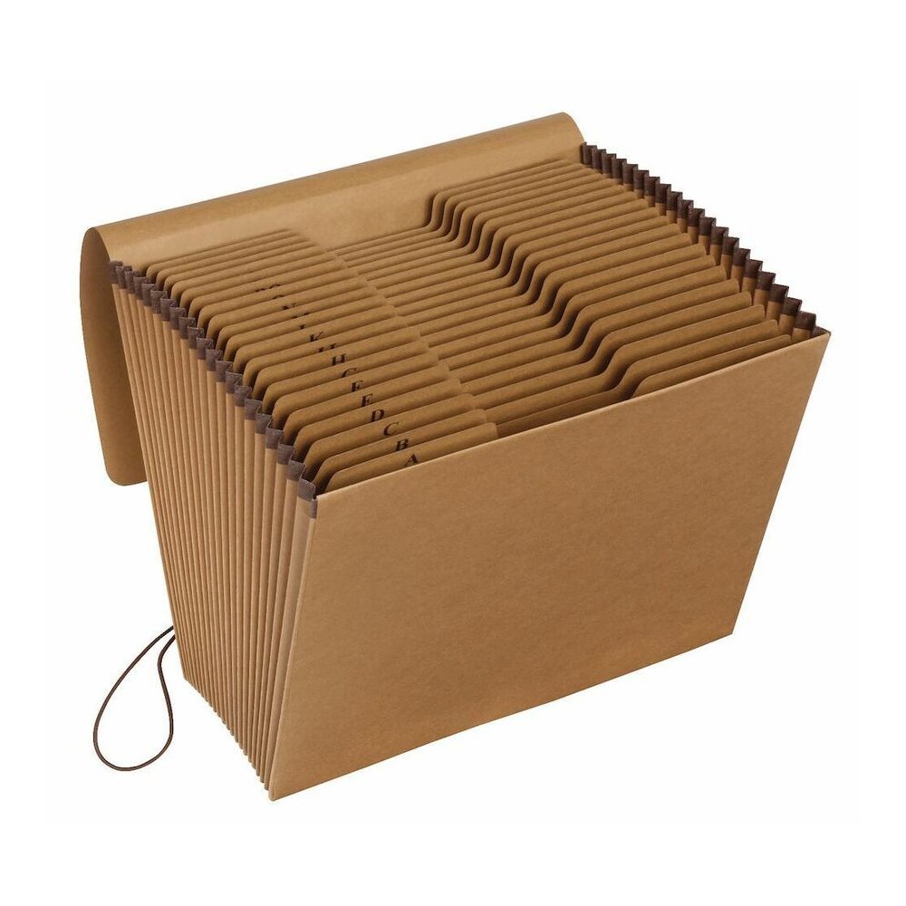 Pendaflex Essentials Letter Expanding File - 8 1/2'' x 11'' - 7/8'' Expansion - 21 Pocket - Kraft, Tyvek - Brown - Reinforced Gusset, Elastic Closure - 0% Recycled - 1 Each