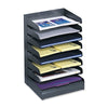 Safco Slanted Shelves Steel Desk Tray Sorter - 8 Tier(s) - Desktop - Durable - Powder Coated - Black - Steel - 1 Each
