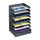 Safco Slanted Shelves Steel Desk Tray Sorter - 8 Tier(s) - Desktop - Durable - Powder Coated - Black - Steel - 1 Each