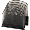 Safco Onyx Wire Mesh Desktop Organizer - 5 Compartment(s) - 1'' - 12'' Height x 11.3'' Width x 7.3'' DepthDesktop - Powder Coated - Black - Steel - 1 Each