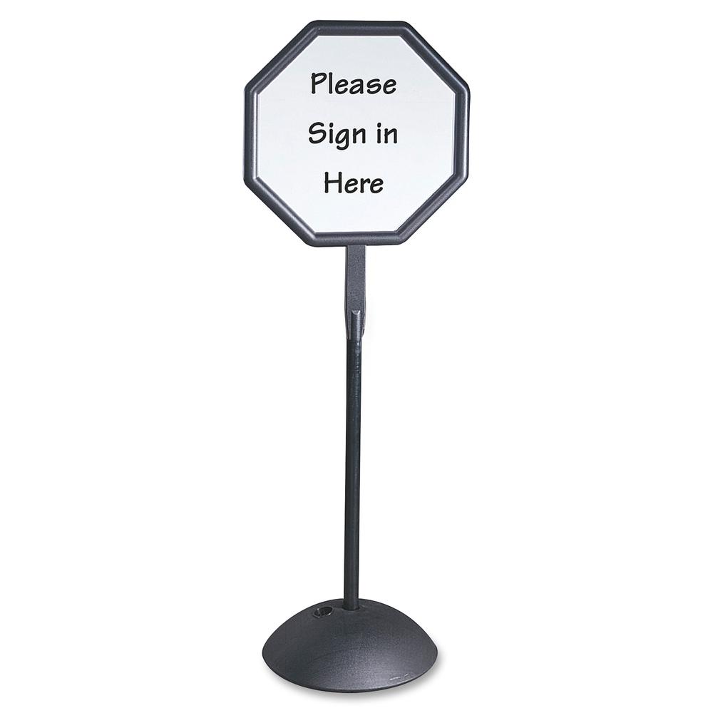 Safco Write Way Dual-sided Directional Sign - 1 Each - 22.5'' Width x 65'' Height x 18'' Depth - Octagonal Shape - Both Sides Display, Magnetic, Durable - Steel - Indoor, Outdoor, Office - Black