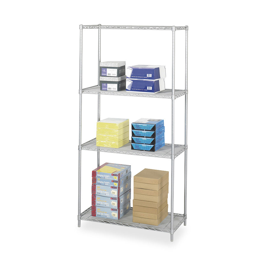 Industrial Wire Shelving - 36'' x 18'' - 4 x Shelf(ves) - Gray - Safco