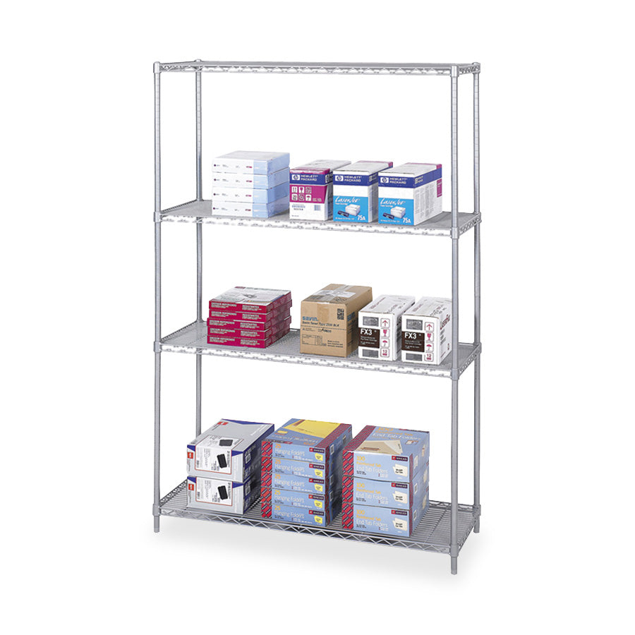 Industrial Wire Shelving - 48'' x 18'' x 72'' - 4 x Shelf(ves) - Gray - Safco