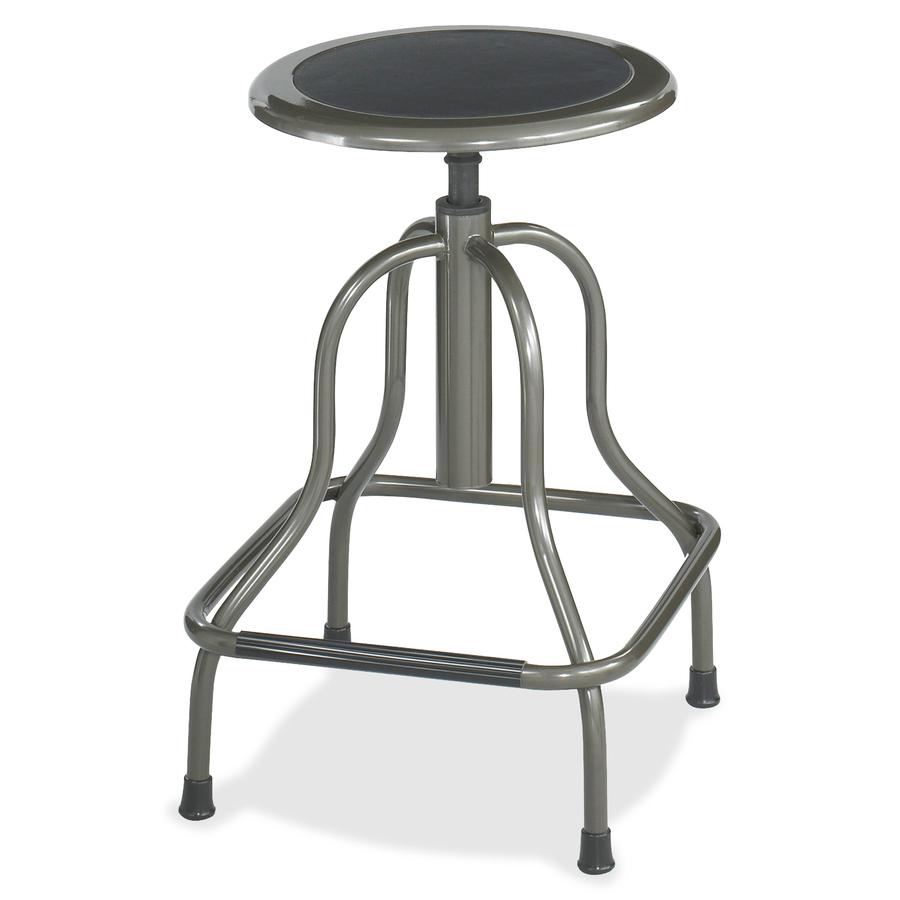 Safco Diesel Series High Base Stool with out Back - Leather Seat - Steel Frame - Pewter - 1 Each