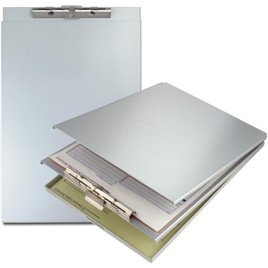 Saunders Top-Opening Storage Clipboard - 1.50'' Clip Capacity - Top Opening - 8 1/2'' x 12'' - Aluminum - Silver - 1 Each
