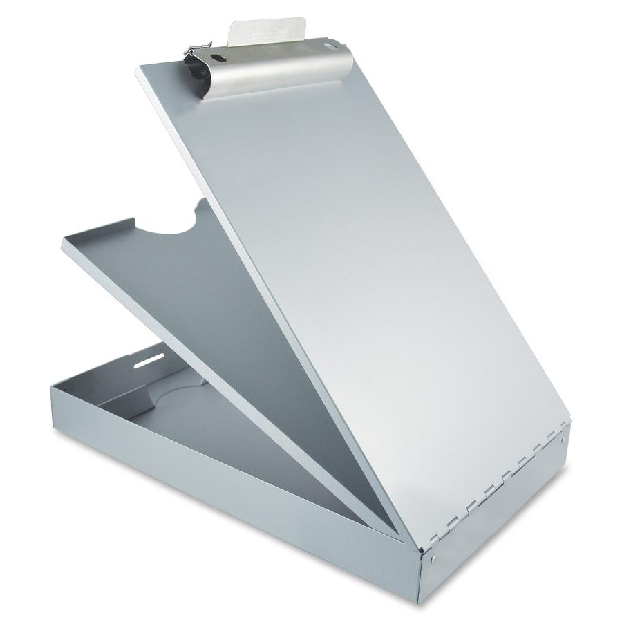 Saunders Cruiser Mate Form Holder with Storage - 1'' Clip Capacity - Storage for Stationary - 8 1/2'' x 12'' - Aluminum - Silver - 1 Each