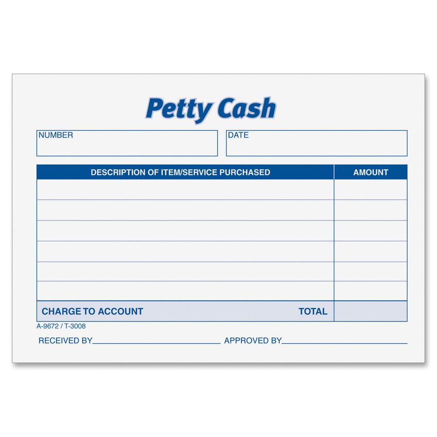 TOPS Received of Petty Cash Forms - 50 Sheet(s) - 5'' x 3.50'' Sheet Size - White - White Sheet(s) - 12 / Pack