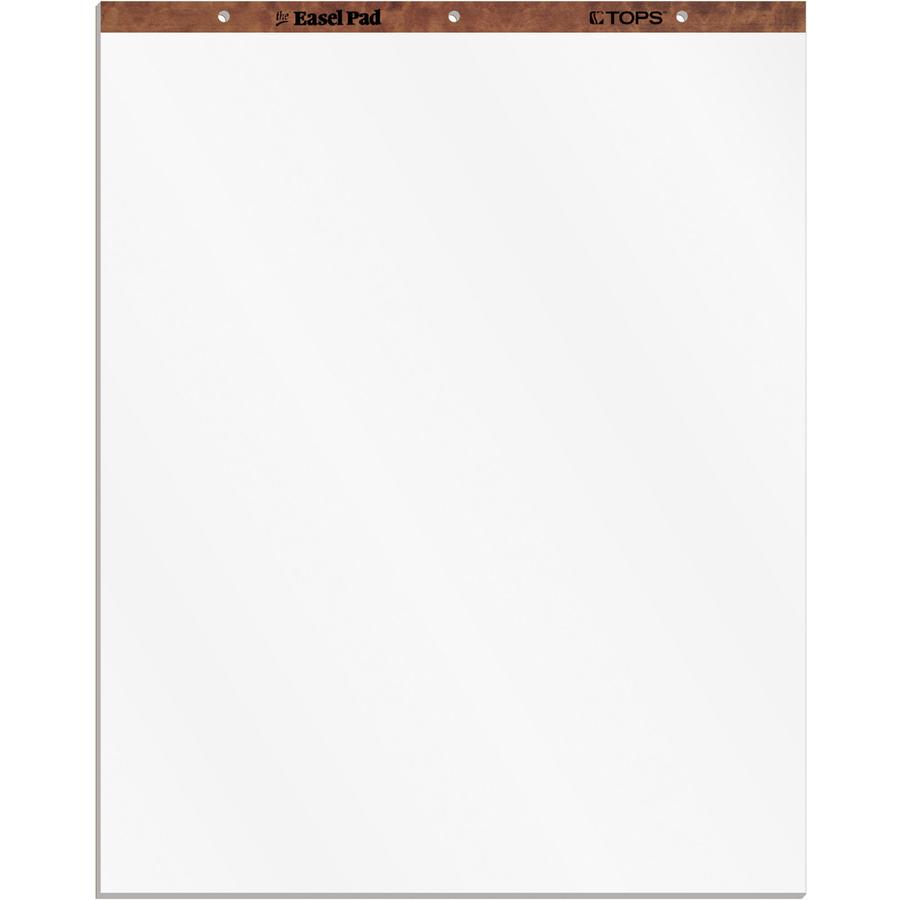 TOPS Plain Paper Easel Pads - 50 Sheets - Plain - 16 lb Basis Weight - 27'' x 34'' Sheet Size - White Paper - Perforated, Bond Paper, Leatherette Head Strip - 2 / Carton