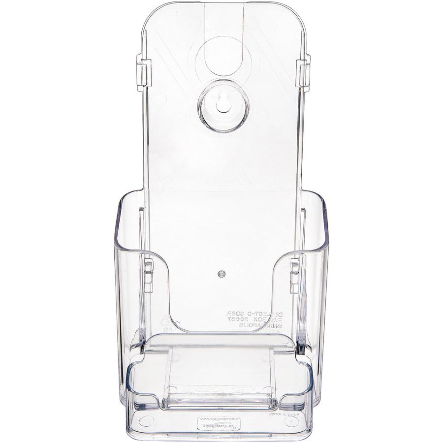 Deflecto Countertop Leaflet Holder With Business Card Holder - 2 Compartment(s) - 7.8'' Height x 4.4'' Width x 4.1'' DepthDesktop - Leaflet Size - Clear - Plastic - 1 Each - deflecto
