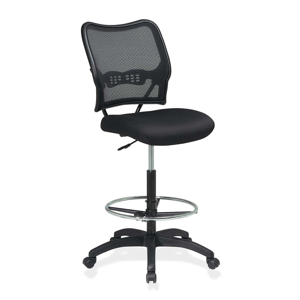 Office Star Air Grid Mesh Back Drafting Chair - Mesh Seat - Mesh Back - 5-star Base - Black - 20'' Seat Width x 19.75'' Seat Depth - 21.3'' Width x 25.5'' Depth x 51'' Height - Office Star Products