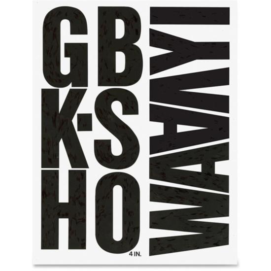Chartpak Capital Letters - 38 x Capital Letters Shape - Self-adhesive - Helvetica Style - 6'' Height x 15'' Length - Black - Vinyl - 38 / Pack