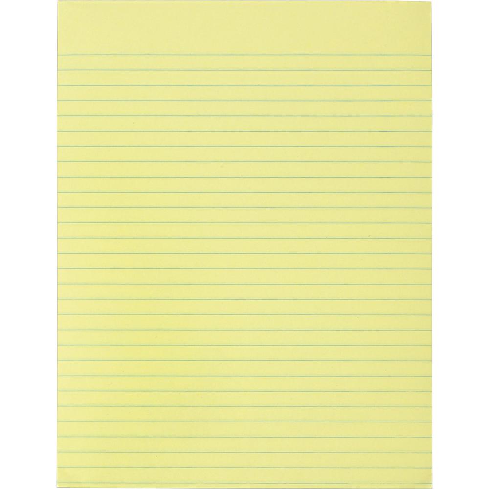 Business Source Glued Top Ruled Memo Pads - Letter - 50 Sheets - Glue - 16 lb Basis Weight - Letter - 8 1/2'' x 11'' - Canary Paper - 1 Dozen