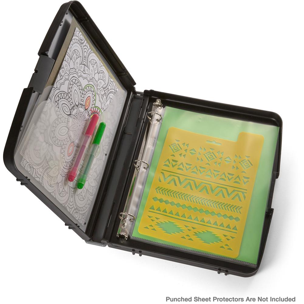Officemate Ringbinder Clipboard Storage Box - 8 19/64'' , 8 1/2'' x 11 45/64'' , 11'' - Spring Clip - Plastic - Charcoal - 1 Each