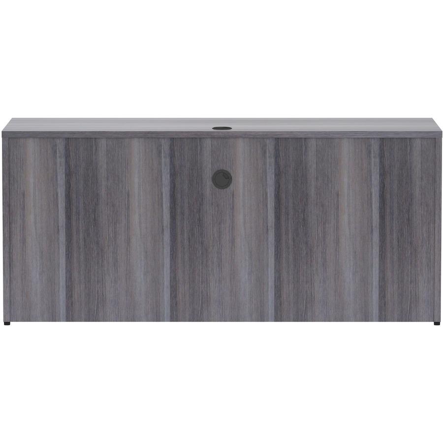 Lorell Essentials Series Credenza Shell - 66'' x 24''29.5'' Credenza Shell, 1'' Top - Finish: Weathered Charcoal Laminate, Silver Brush