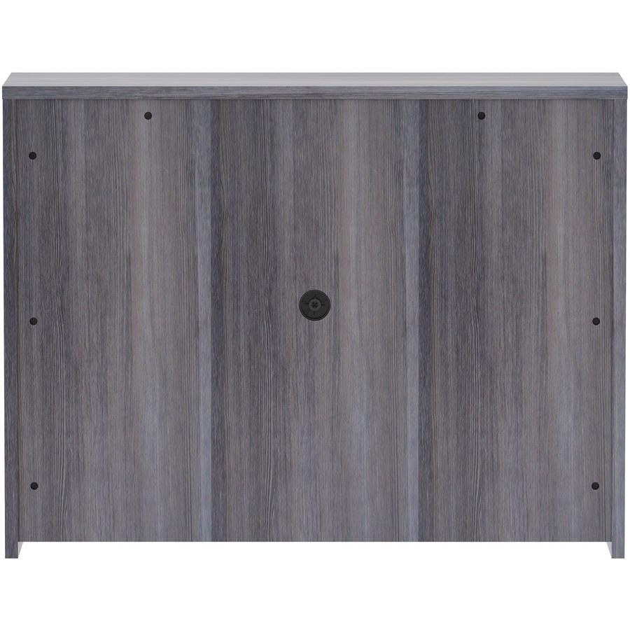 Lorell Essentials Series Stack-on Hutch with Doors - 48'' x 15''36'' - 3 Door(s) - Finish: Weathered Charcoal Laminate