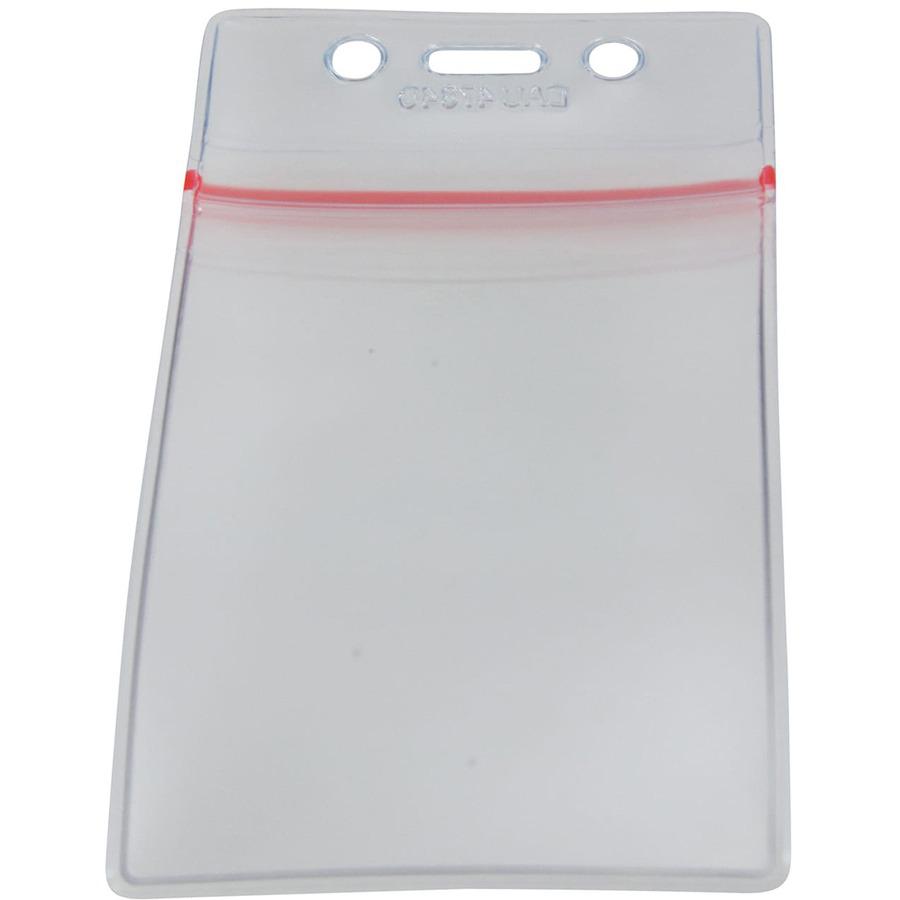 SICURIX Sealable ID Badge Holder - Support 2.62'' x 3.75'' Media - Vertical - Vinyl - 50 / Pack - Clear