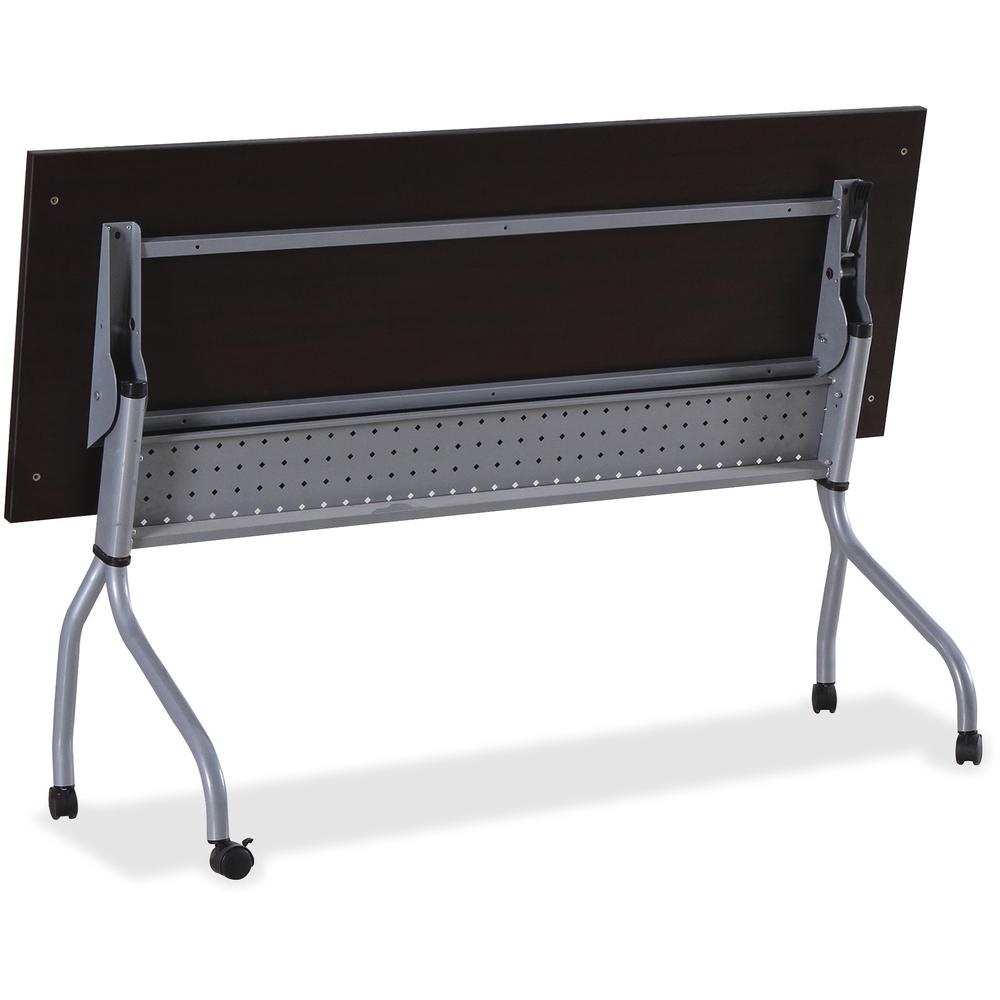 Lorell Flip Top Training Table - Rectangle Top - Four Leg Base - 4 Legs x 72'' Table Top Width x 23.50'' Table Top Depth - 29.50'' Height x 70.88'' Width x 23.63'' Depth - Assembly Required - Espresso, Sil