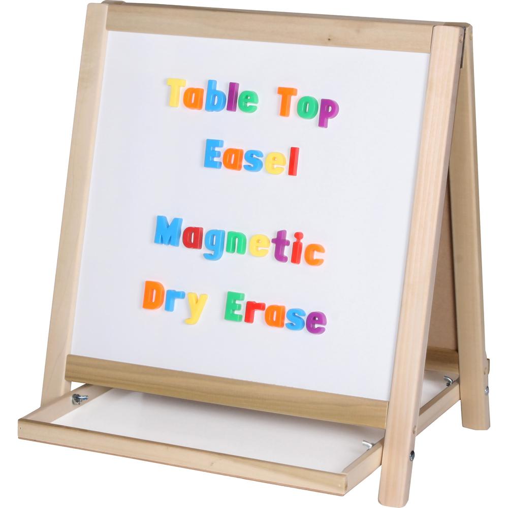 Flipside Chalkboard/Magnetic Board Table Easel - White/Green Surface - Wood Frame - Rectangle - Tabletop - Assembly Required - 1 Each