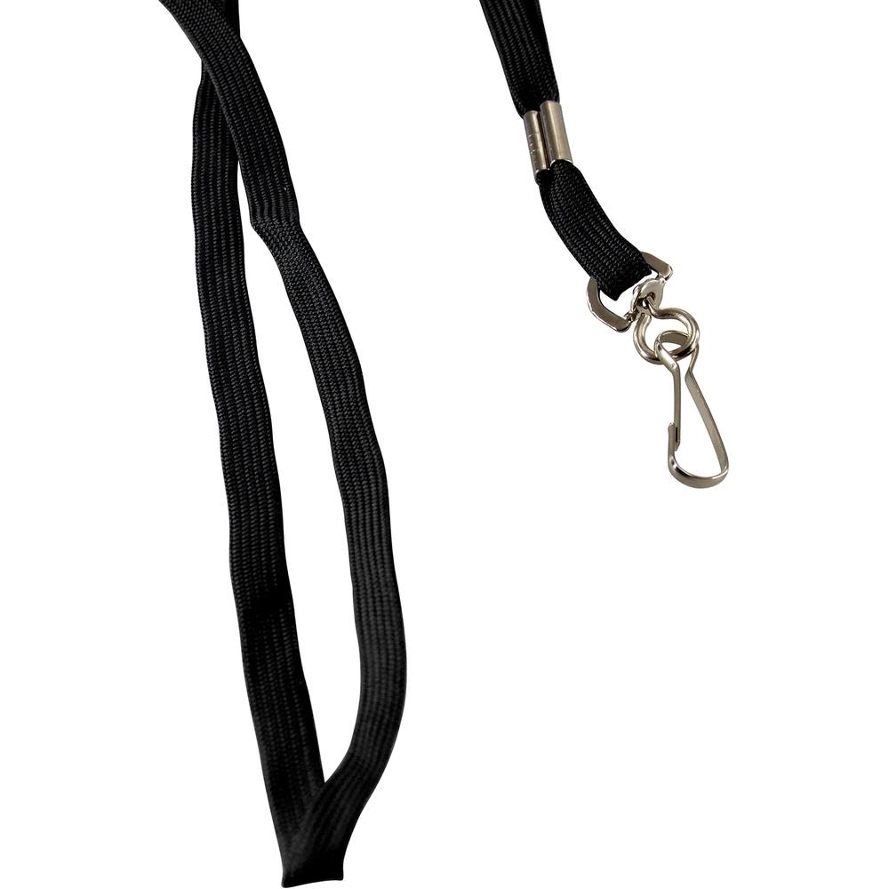 SICURIX Shoelace-style Flat Hook Lanyard - 100 / Box - 36'' Length - Black