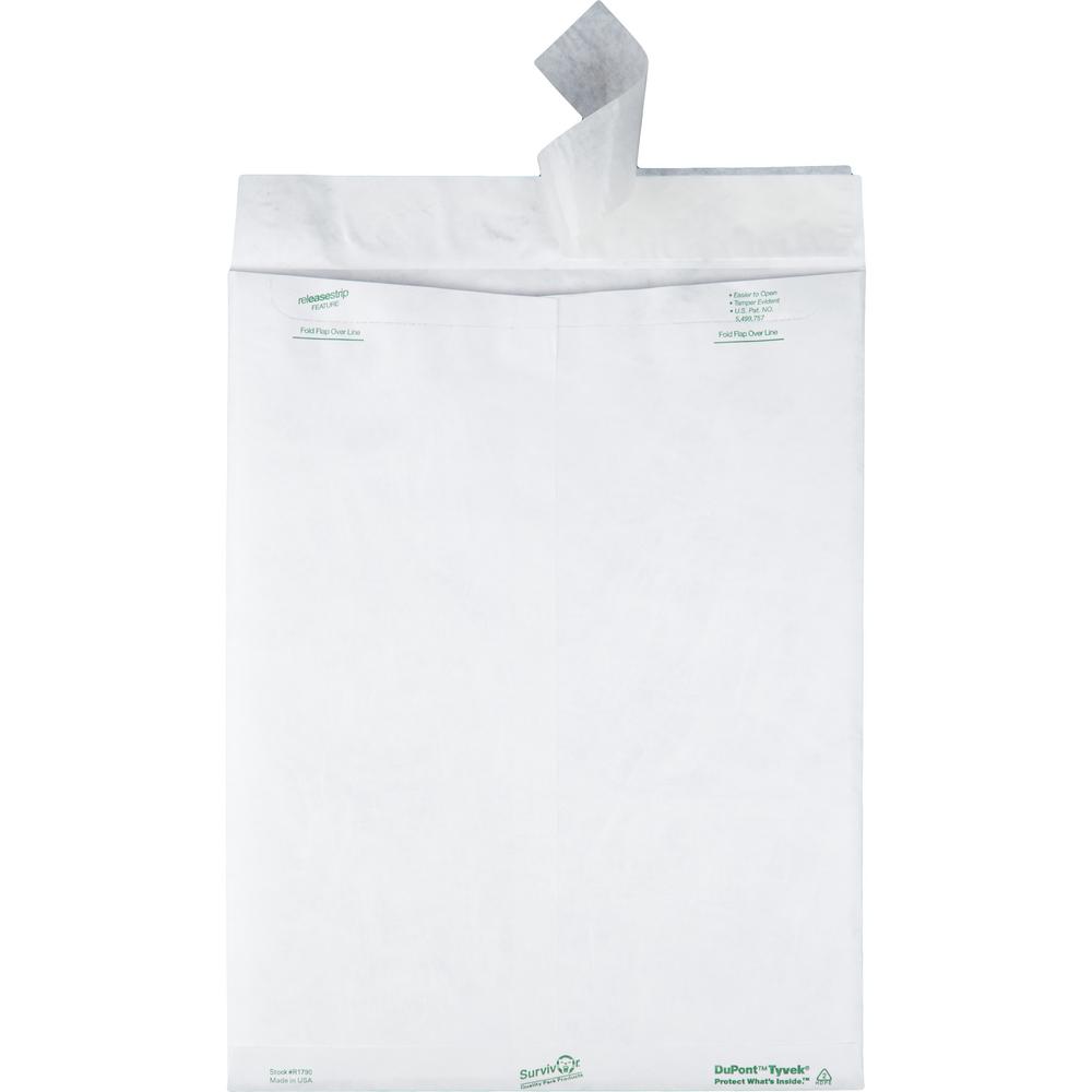 Survivor 12 x 15-1/2 DuPont Tyvek Catalog Mailers - Catalog - #15 1/2 - 12'' Width x 15 1/2'' Length - 14 lb - Peel & Seal - White - Tyvek - 100 / Box - Survivor&reg;