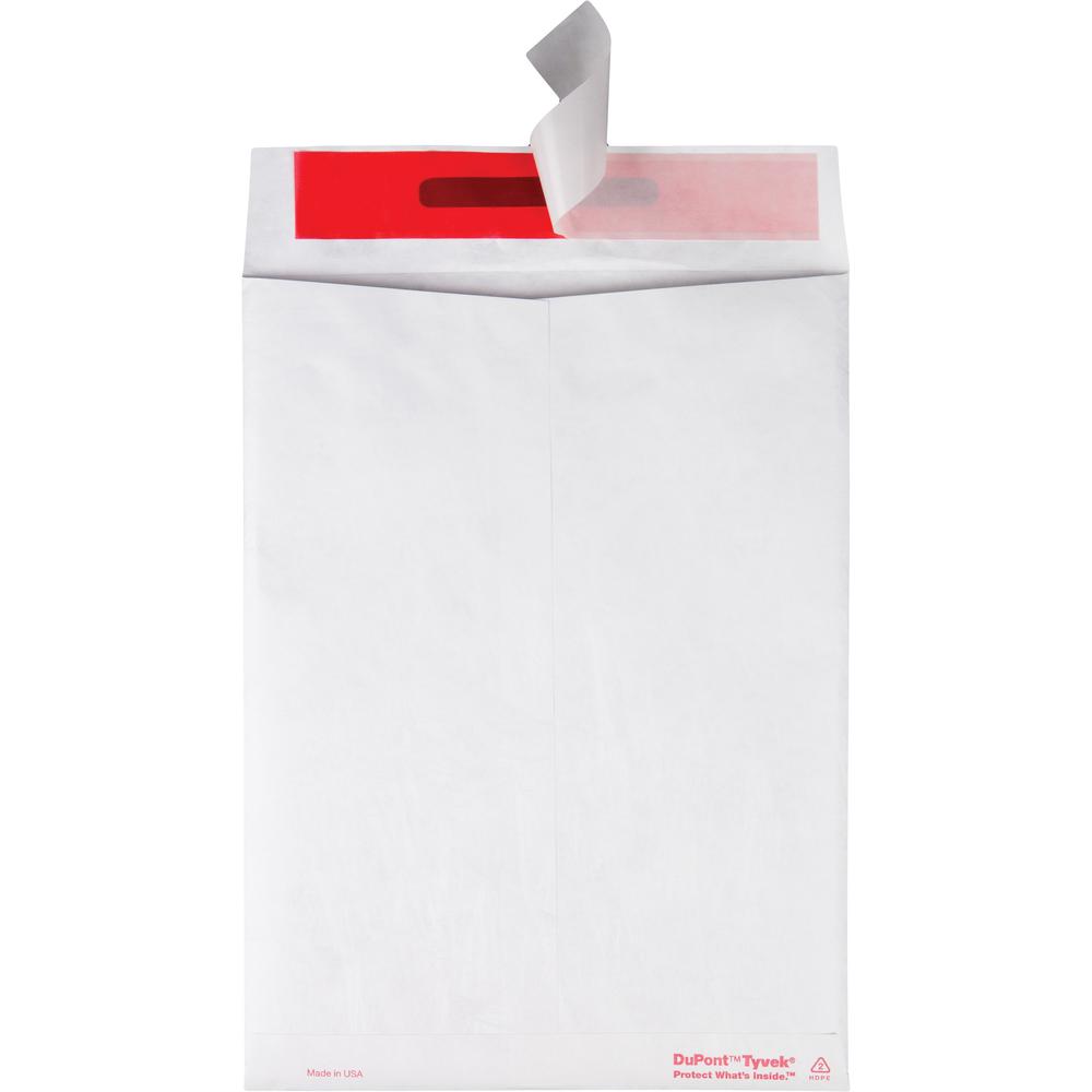 Survivor 9 x 12 DuPont Tyvek Tamper Indicating Panel Catalog Mailers - Security - 9'' Width x 12'' Length - 14 lb - Peel & Seal - White - Tyvek - 100 / Box - Quality Park