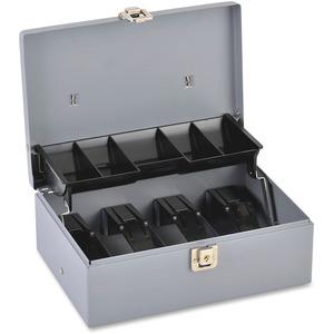 Sparco Controller Cash Box - 5 Coin - Gray - 3.4'' Height x 11.4'' Width x 7.5'' Depth