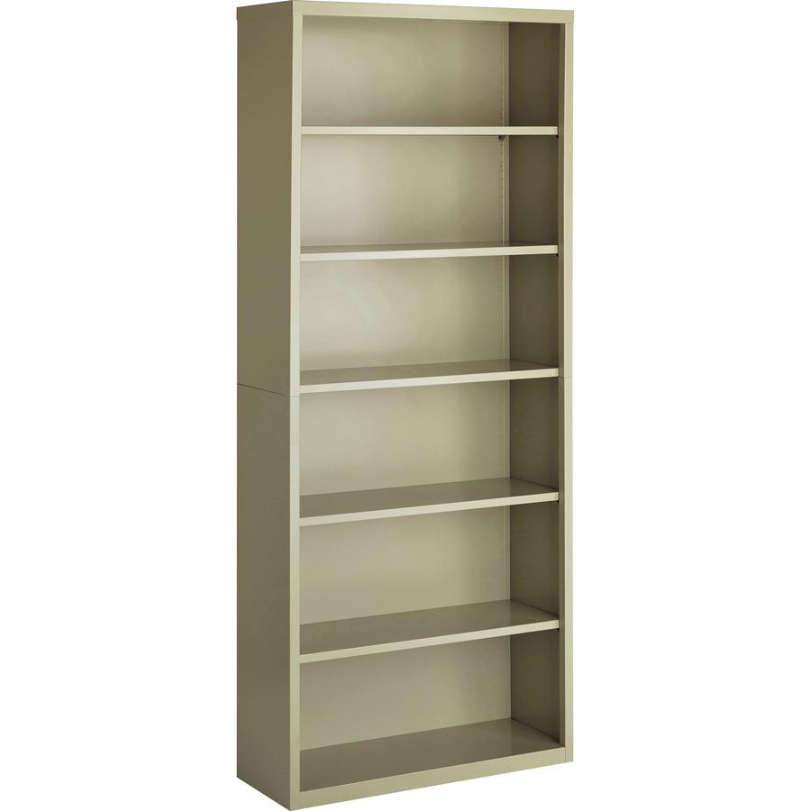 Lorell Fortress Series Bookcase - 34.5'' x 13'' x 82'' - 6 x Shelf(ves) - Putty - Powder Coated - Steel - Recycled