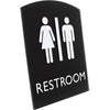 Lorell Arched Unisex Restroom Sign - 6.8'' Width x 8.5'' Height - Rectangular Shape - Surface-mountable - Easy Readability, Braille - Plastic - Black - 1 Each