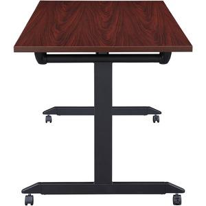 Lorell Mobile Folding Training Table - Rectangle Top - Powder Coated Base - 200 lb Capacity x 63'' Table Top Width - 29.50'' Height x 63'' Width x 24'' Depth - Assembly Required - Mahogany - Laminate Top