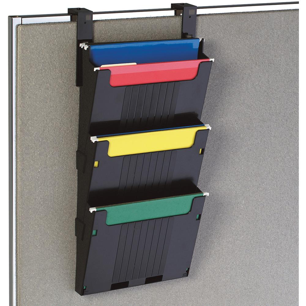 Deflecto Partition Pocket System - 3 Pocket(s) - 25'' Height x 12.6'' Width x 3.9'' Depth - Black - 3 / Set - deflecto