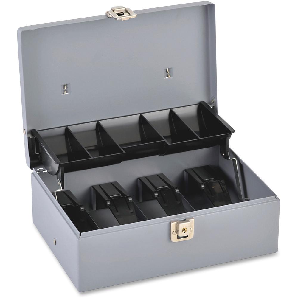 Sparco Controller Cash Box - 5 Coin - Gray - 3.4'' Height x 11.4'' Width x 7.5'' Depth