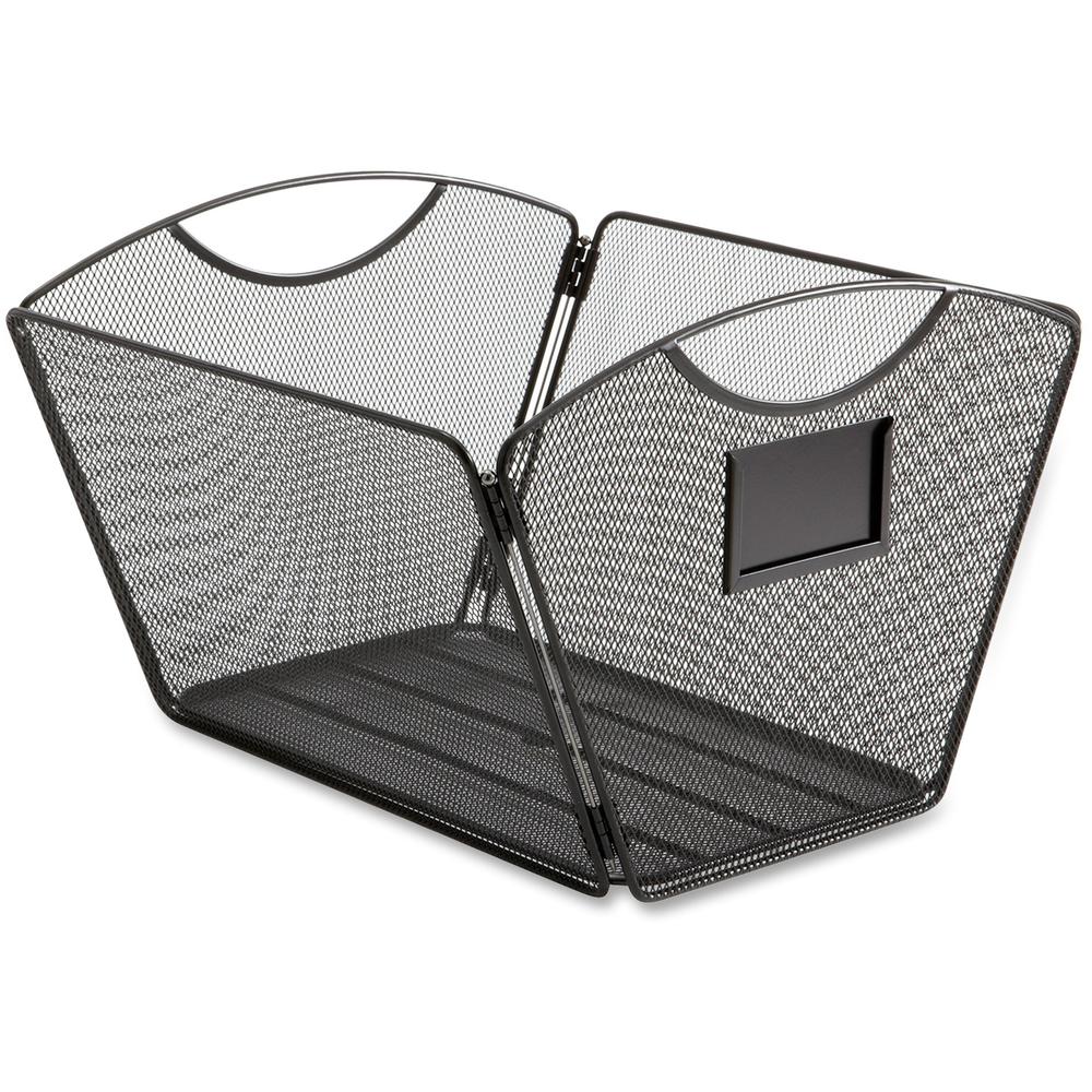 Safco Onyx Mesh Desktop Tub File - 9.5'' Height x 12.5'' Width x 13.8'' DepthDesktop - Powder Coated - Black - Steel - 1 Each