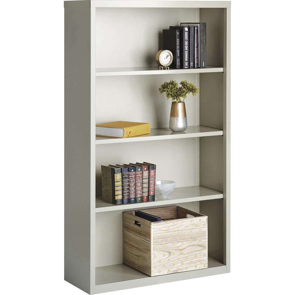 Lorell Fortress Series Bookcase - 34.5'' x 13'' x 60'' - 4 x Shelf(ves) - Light Gray - Powder Coated - Steel - Recycled