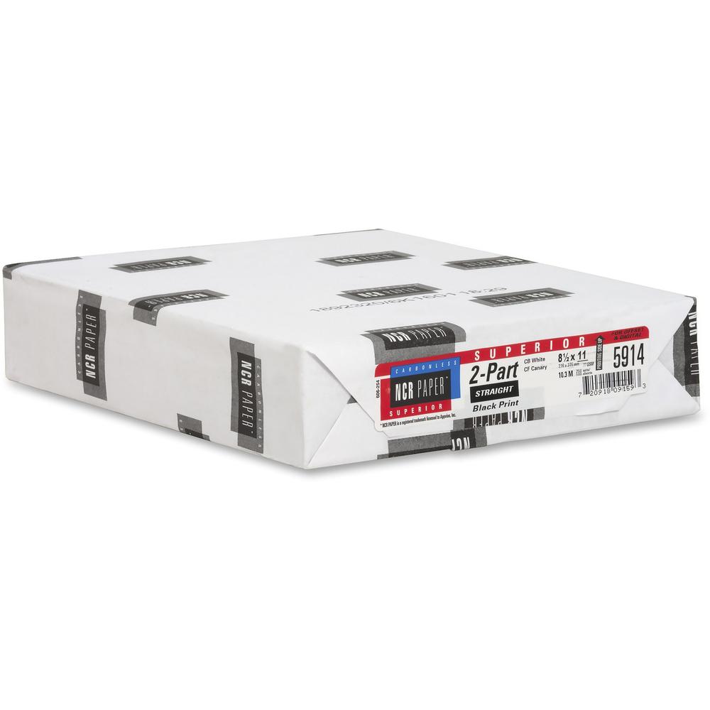 NCR Paper Superior 2-part Straight Carbonless Paper - White - 92 Brightness - Letter - 8 1/2'' x 11'' - 20.50 lb Basis Weight - 500 / Pack - Carbonless - White, Canary