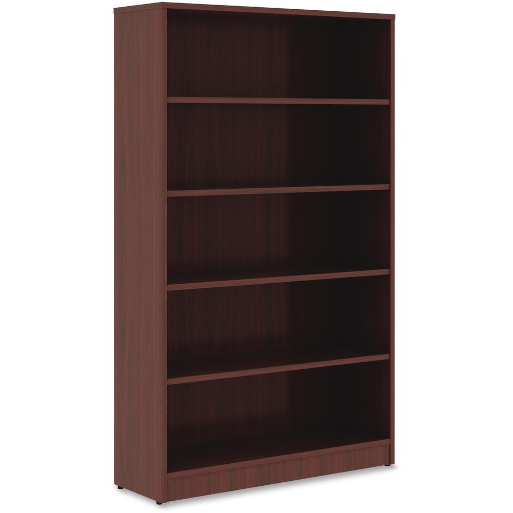 Lorell Laminate Bookcase - 0.8'' Shelf, 36'' x 12''60'' - 5 Shelve(s) - 4 Adjustable Shelf(ves) - Square Edge - Material: Thermofused Laminate (TFL) - Finish: Mahogany