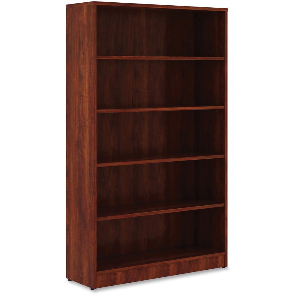 Lorell Laminate Bookcase - 0.8'' Shelf, 36'' x 12''60'' - 5 Shelve(s) - 4 Adjustable Shelf(ves) - Square Edge - Material: Thermofused Laminate (TFL) - Finish: Cherry