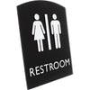 Lorell Arched Unisex Restroom Sign - 6.8'' Width x 8.5'' Height - Rectangular Shape - Surface-mountable - Easy Readability, Braille - Plastic - Black - 1 Each
