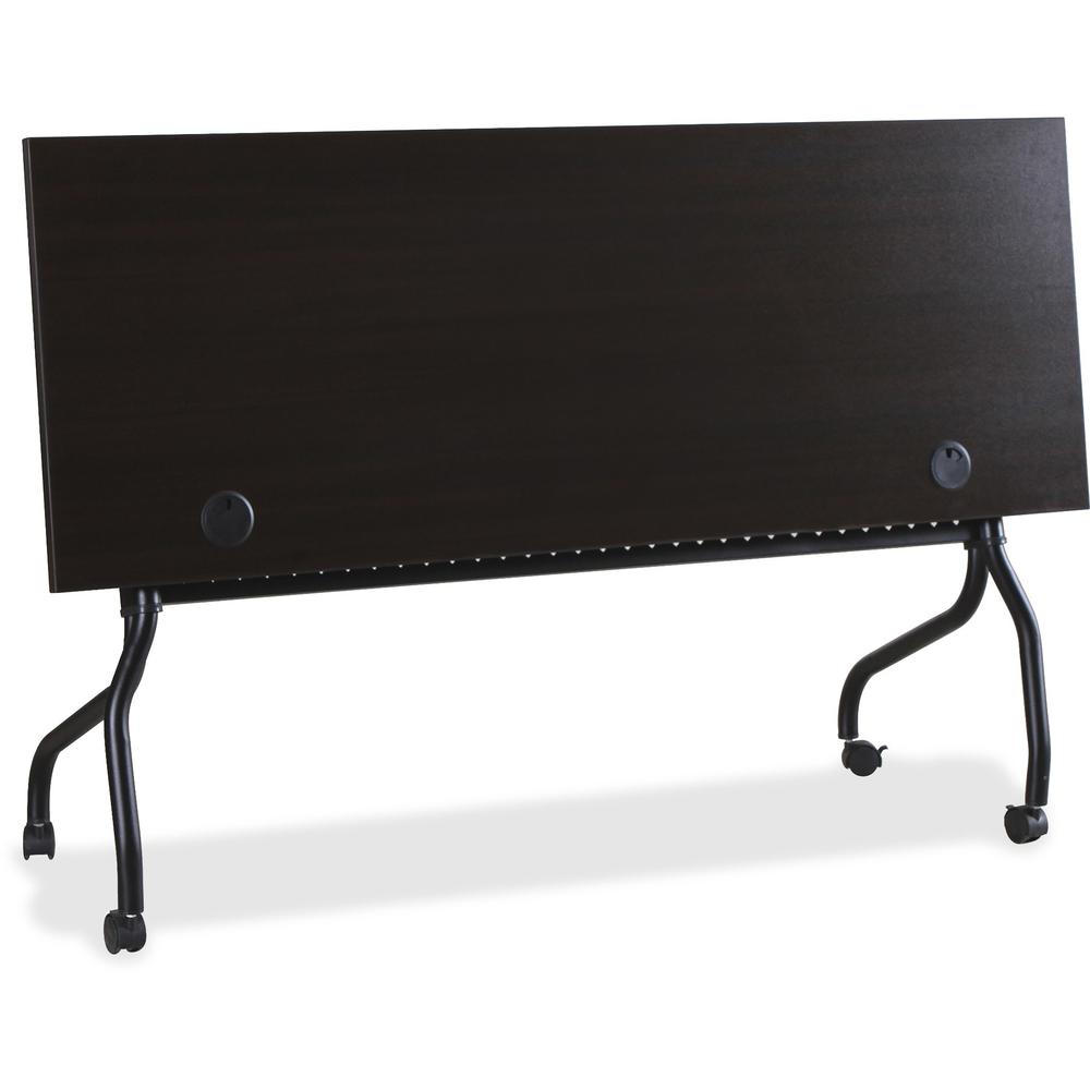Lorell Flip Top Training Table - Rectangle Top - Four Leg Base - 4 Legs x 72'' Table Top Width x 23.50'' Table Top Depth - 29.50'' Height x 70.88'' Width x 23.63'' Depth - Assembly Required - Espresso, Bla